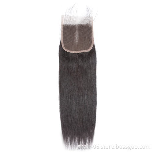 Cheap Soft And Smooth 10A 4x4 Swiss Lace Natural Color 100% Brazilian Virgin Human Hair Straight 10"-20" Lace Closure